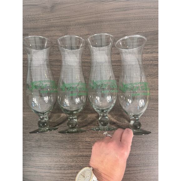 Set of 4 Pat O’brien’s hurricane glasses New Orleans souvenir barware cocktail - Picture 2 of 6